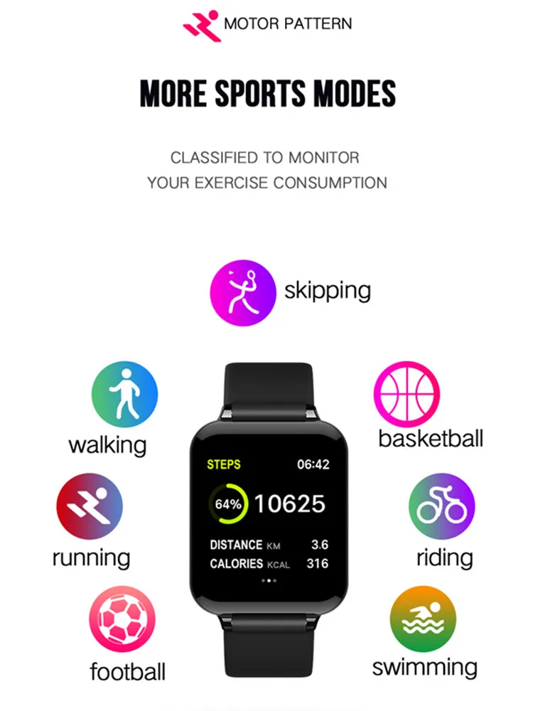 Спортивные умные часы B57, водонепроницаемые часы на системе Android, женские и мужские умные часы с сердечным ритмом, кровяное давление, умные часы для IOS телефона