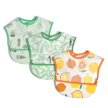 

3 pieces batch Can choose style Pure Cotton dining bib eva saliva clothes waterproof towel cartoon wash-free reverse dressing