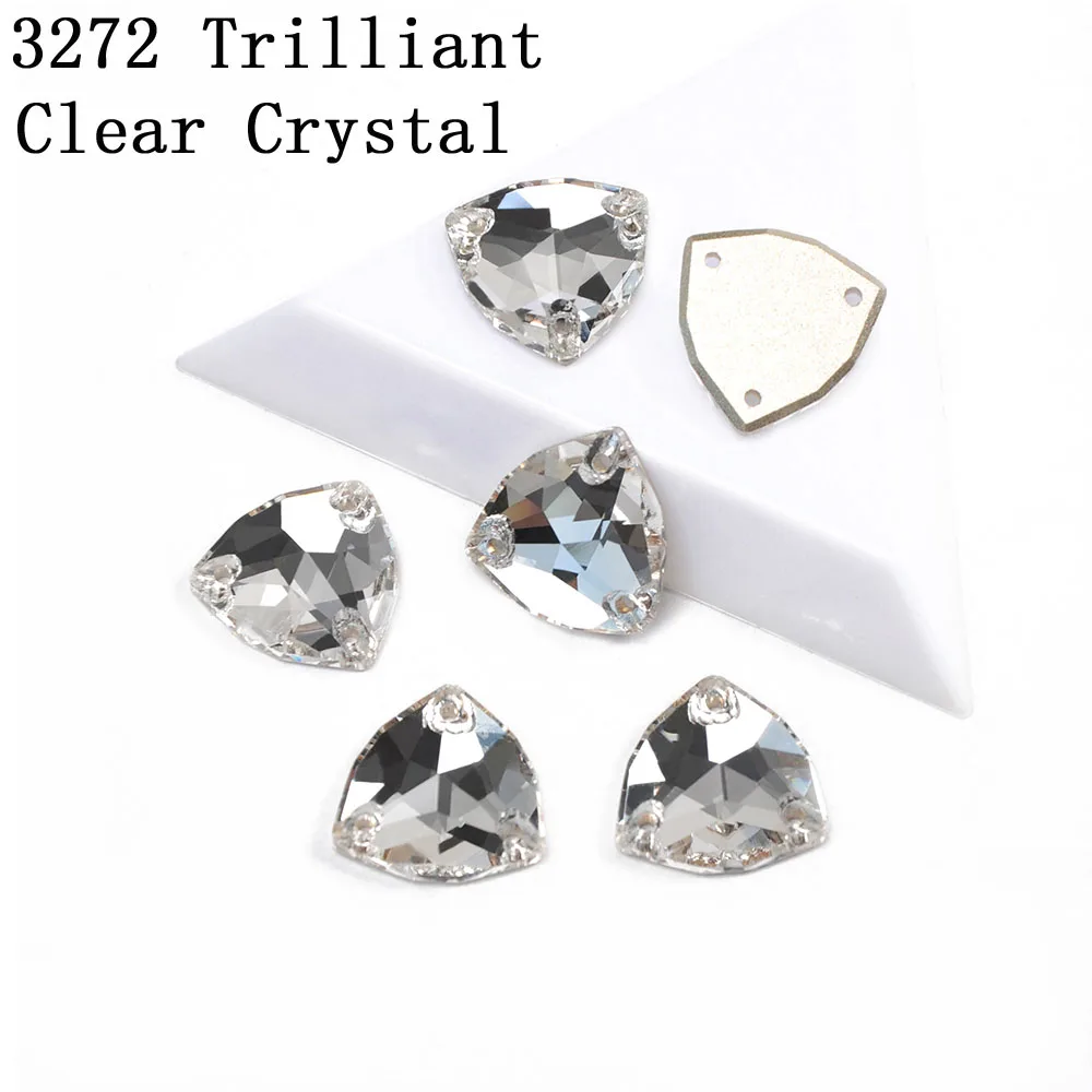 Crystal Clear CTPA3bI 3272 Топ Trilliant кристалл для нашивки Стразы Flatback с двумя отверстиями стеклянные пришивные камни DIY одежда аксессуары - Цвет: Crystal Clear