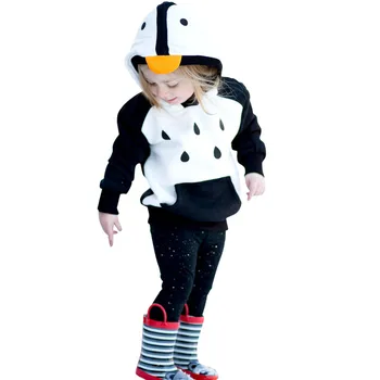 

New Infant Toddler Baby Boys Girl Clothes Cartoon Penguin Hooded Tops Newborn Pullover baby Hot Sale