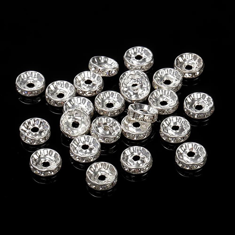 100Pcs 4/6/8/10mm Metal Crystal Beads Rhinestone Rondelle Spacer Beads For  Jewelry Making Bracelet Necklace DIY Accessories - AliExpress