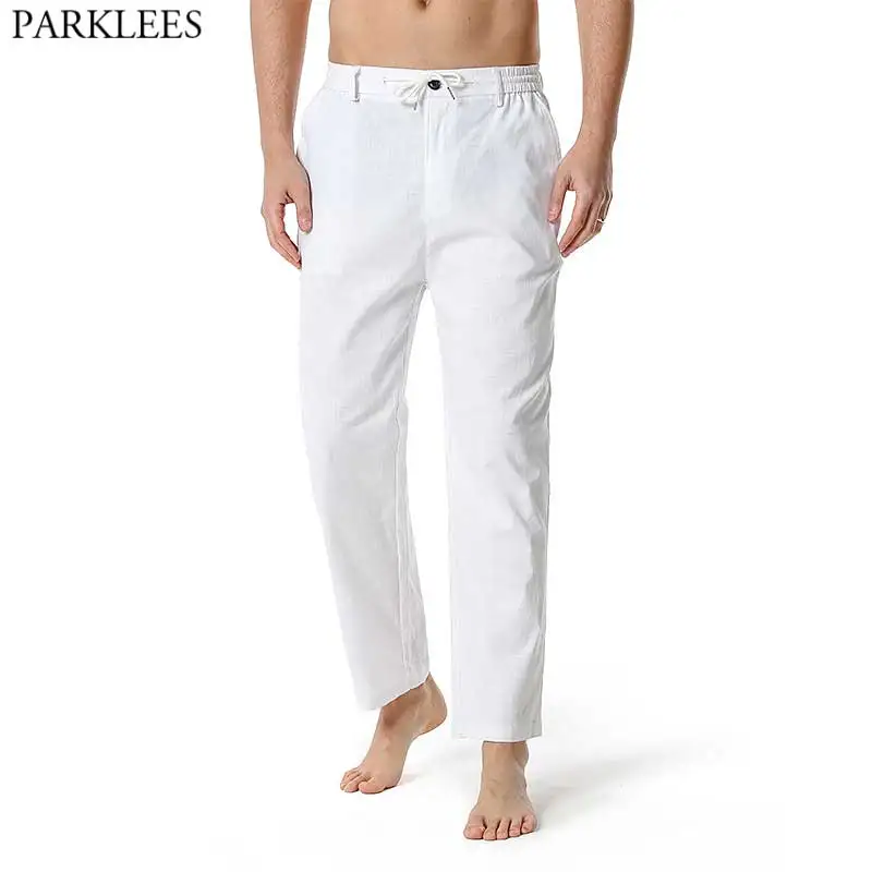 mens white cotton yoga pants