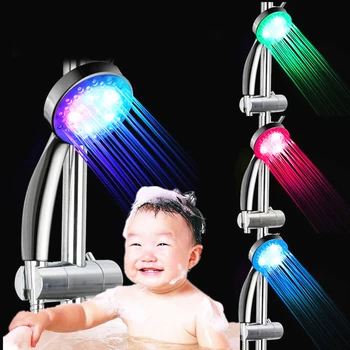 

LED Water power Handheld No Battery Colorful Shower Head Temperature Rainfall Changing Shower Automatic Waterfall Showerhead