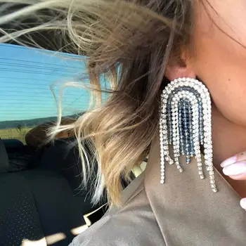 

Luxury crystal pendant earrings, long tassel earrings, women's fashion party wedding bride jewelry wholesale gift 2020