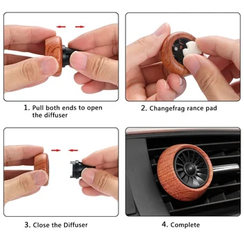 

Hot Car Fragrance Diffuser Air Freshener Vent Clip Wooden Aromatherapy Essential Oil Diffuser Air Purifier with 3 Refill Oil Pad