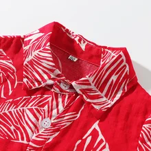 Xin rui детская одежда новая летняя мужская красная рубашка с короткими рукавами и принтом листьев