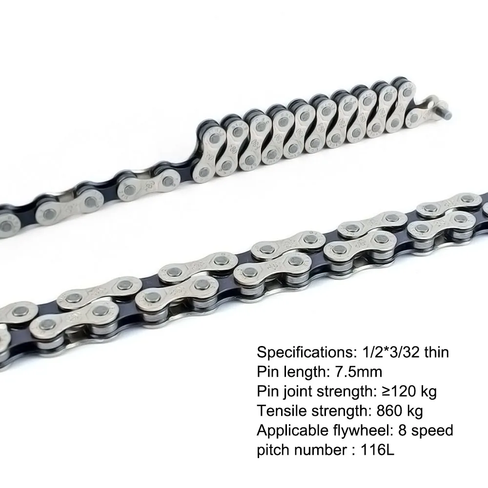 MTB bicycle 8 24 speed chain road folding variable speed bicycle chain solid half hollow Ultralight superhard bicycle chains - Цвет: Solid Silver