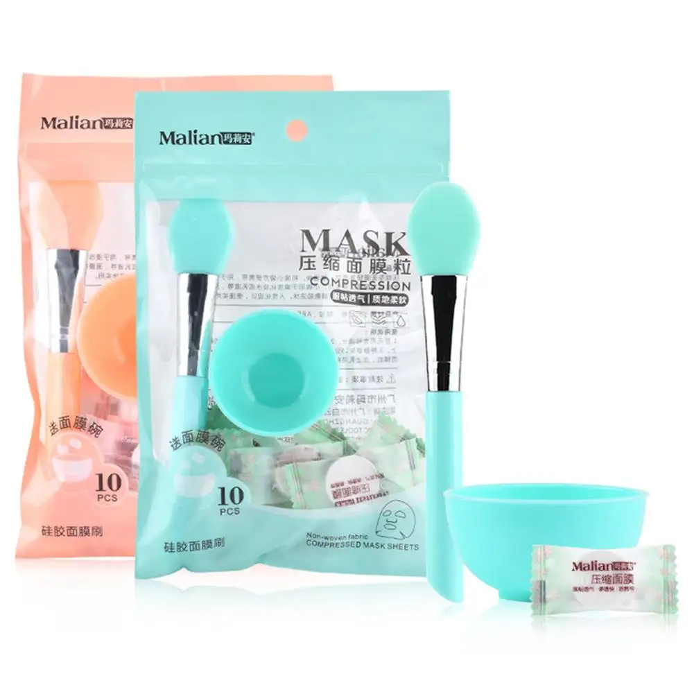 

10PCS Compressed Mask Disposable Facial Mask Non-woven DIY Skin Care Mask With Makeup Bowl Set Makeup Face Care Women