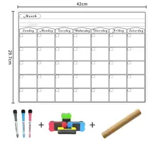 Магнитный календарь DryErase для холодильника 3 тонких маркера и большой ластик с магнитами-ежемесячная доска для холодильника