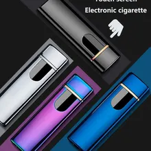 USB зарядка Зажигалка сенсорный экран электронные зажигалки маленький перезаряжаемый Электрический ветрозащитный мужской подарок