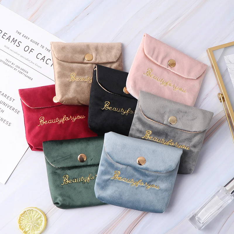 

Women Velvet Soft Small Cosmetic Bag Hasp Girl Lipstick Bag Sanitary Pads Organizer Pouch Travel Makeup Bags Mini Beauty Case