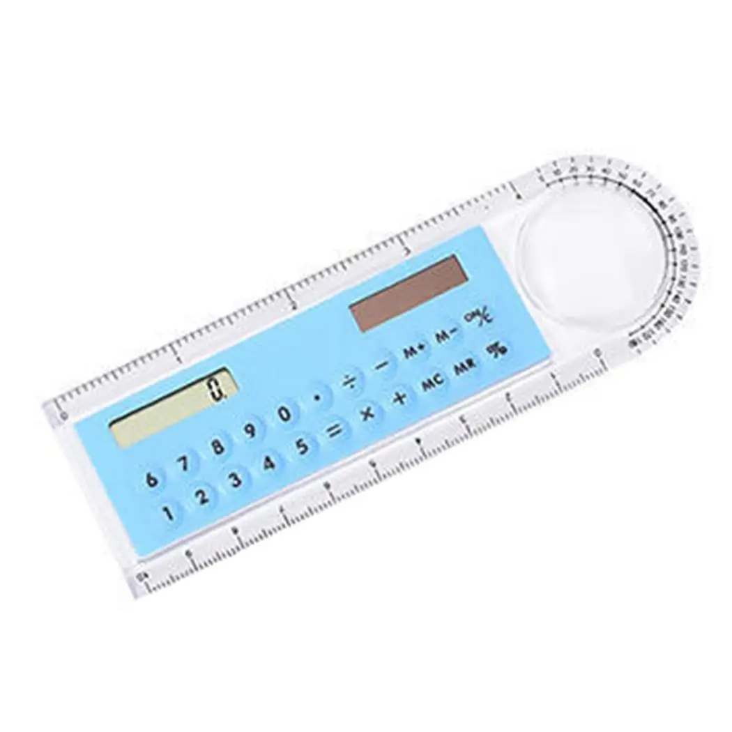 High Quality Solar Mini Calculator Magnifier Multifunction 10cm Ultra-thin Ruler Calculadora Office Supplies