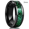 Bague celtique en acier inoxydable pour homme, 21 couleurs, 8 mm, incrustation de dragon rouge, vert, noir, fibre de carbone, alliance, bijoux, taille 6-13