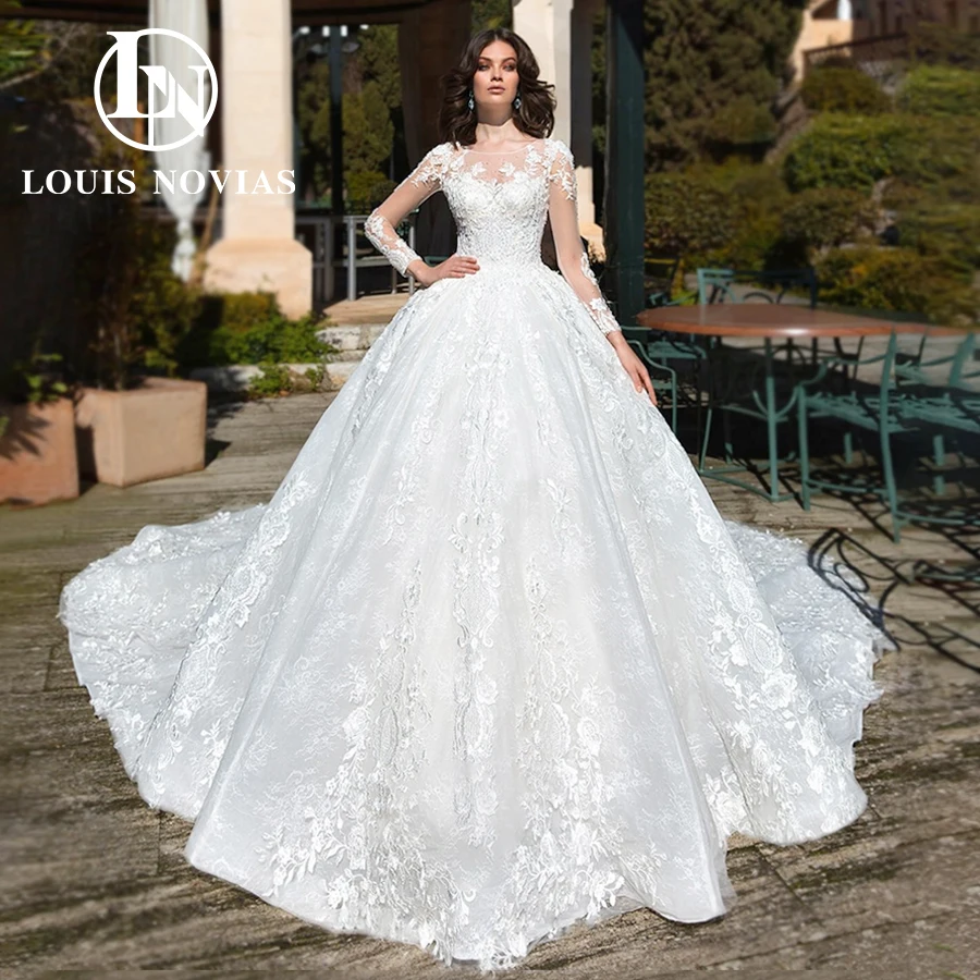 

Женское бальное платье LOUIS NOVIAS, свадебное платье с длинным рукавом и вышивкой кристаллами, 2024