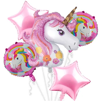 

Large unicorn star foil balloons set latex Helium balloon combination event party happy birthday decoration for kids