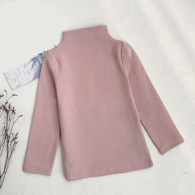 Autumn Winter Baby Toddler Boys And Girls Clothing Long Sleeve Solid Turtleneck T Shirt Tops Kids Cotton Children Base T Shirts