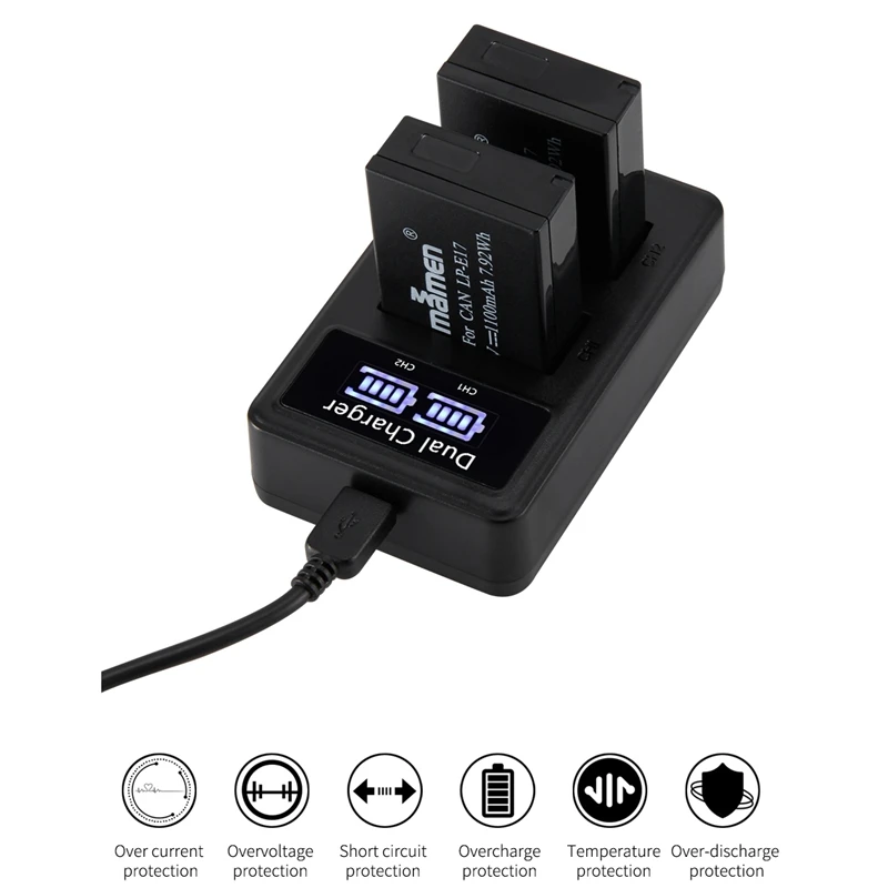 3 шт. 1100 мА/ч, LP-E17 LPE17 LP E17 цифровой Камера Батарея+ USB ЖК-дисплей двойной Зарядное устройство для Canon M3 M5 M6 поцелуй X8I 750D 760D T6I T6S 800D