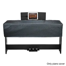 88 Key Protective Waterproof Zippered Book Stand Opening Piano Cover Double Layer Home Check Pattern Dustproof PU Leather