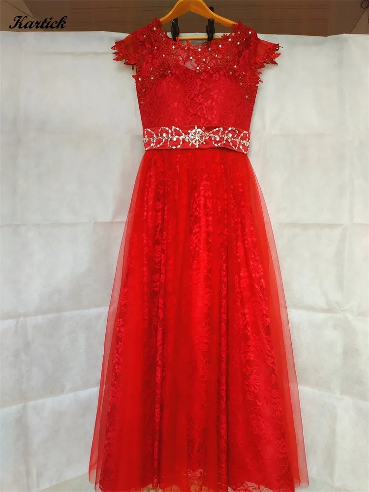 

New Long Evening Dresses Elegant V-Back Lace Tulle Bride Gown Fashion Ball Prom Party Pageant Graduation Homecoming Formal Dress