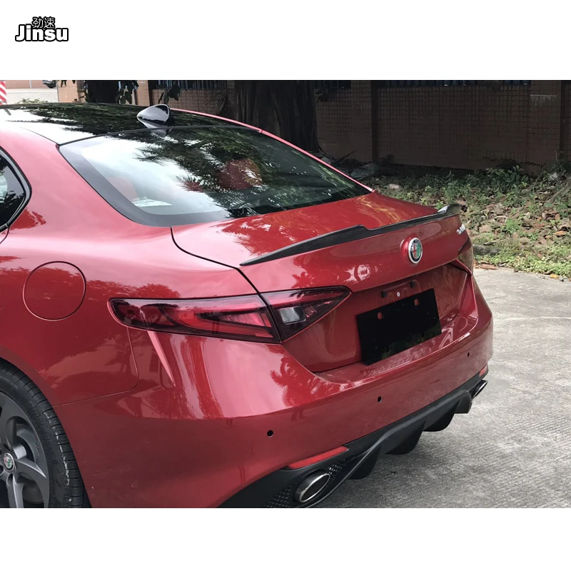 Для Alfa Romeo Giulia спойлер крыло карбоновое волокно задний багажник блеск для губ черная отделка Quadrifoglio Verde Giulia QV стиль