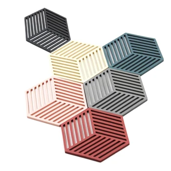 

Chic Silicone Coaster Cup Hexagon Mats Pad Heat-Insulated Bowl Placemat Home Decor Desktop Eco-Friendly Japanese Simple 6Pcs