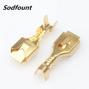 

100pcs H62 brass tinned 6.3mm automotive terminal Automotive connector female terminal DJ621-B6.3B