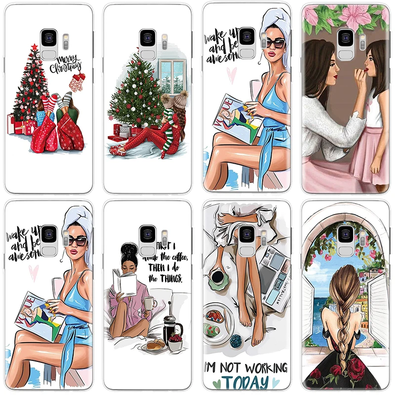 

Black Brown Hair Girl Queen For Samsung Galaxy A50 A50S A40 A70 A80 A30 A60 A7 A9 A8 A6 Plus 2018 A3 A5 2017 A10S Case Silicone