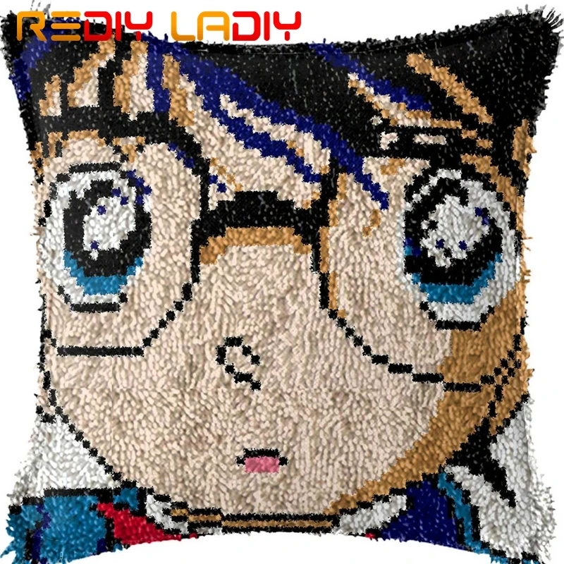 

Latch Hook Cushion Detective Conan Printed Canvas Cushion Cover Acrylic Yarn Crochet Pillow Case Kits Hobby & Crafts Home Decor
