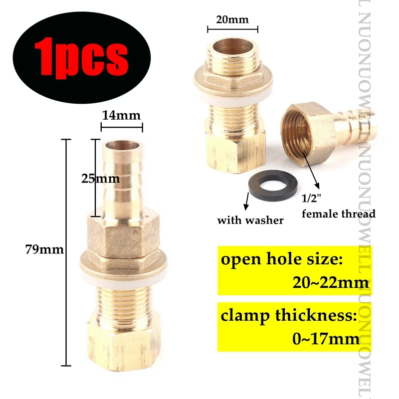 1pcs 1/2" Thread Fish Tank Adapter And Pagoda Connector Swivel Fitting Water Tank Copper Adapter Irrigation Water Hose Connector 