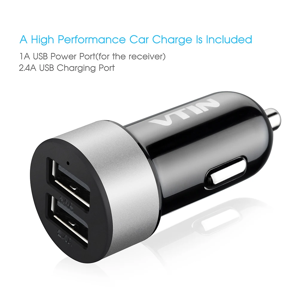 VTIN VBR1 Bluetooth адаптер Bluetooth 4,0 комплект громкой связи с шумоподавлением адаптер USB Автомобильное зарядное устройство с 3,5 мм Aux входом для автомобиля