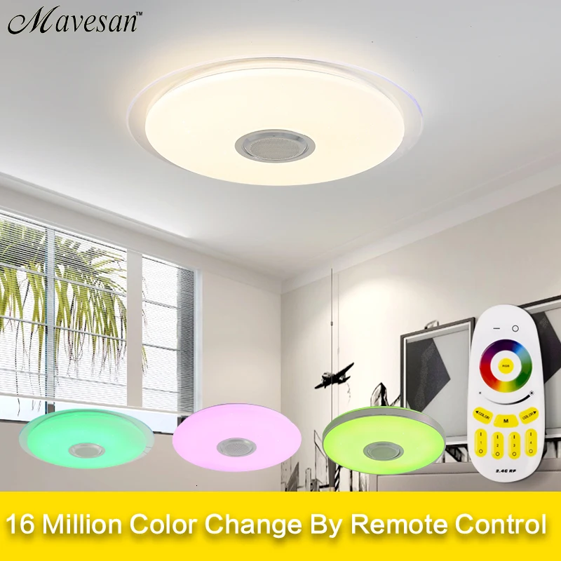 Музыкальный светодиодный потолочный светильник s RGB с приложением и пультом дистанционного управления, потолочный светильник для спальни 25 Вт 36 Вт 52 Вт, светильник для гостиной, lampara de techo