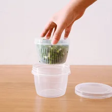 2 слоя лук имбирь чеснок еда пластиковый ящик для хранения Круглый прозрачный сливной уплотнитель Штабелируемый маленькая миска Кухня Холодильник контейнер