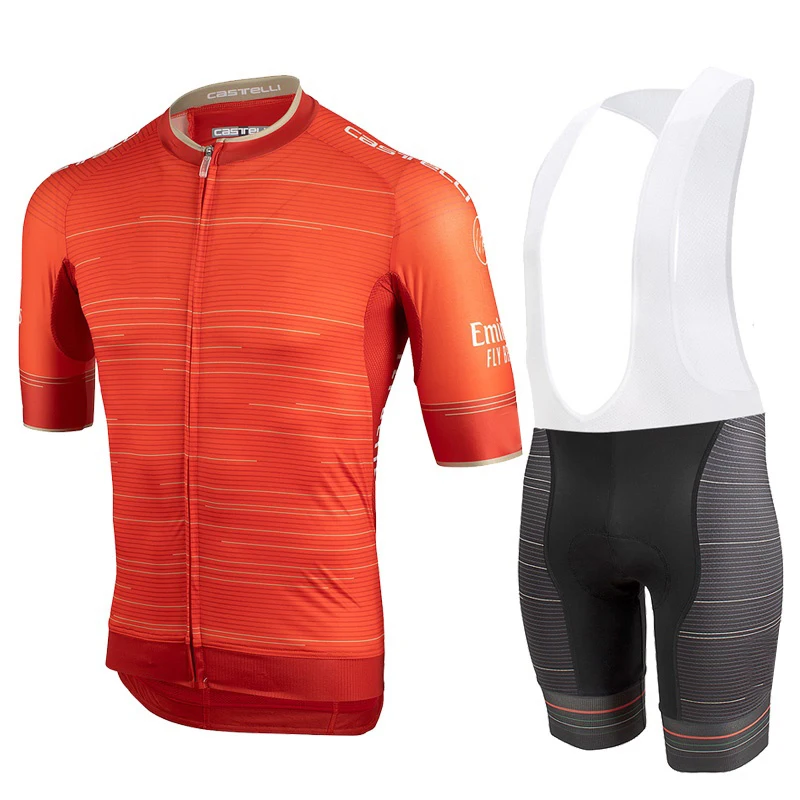

CyclingEasy 41445 2019 TOUR Red Cycling Jersey Maillot Ciclismo Short Sleeve and Cycling bib Shorts Cycling Kits Strap cycle