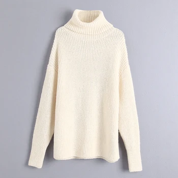 

Chic Loose Blend Turtleneck Sweater Women Fashion 3 Colors Pullovers Elegant Ladies Long Sleeve Knitwear