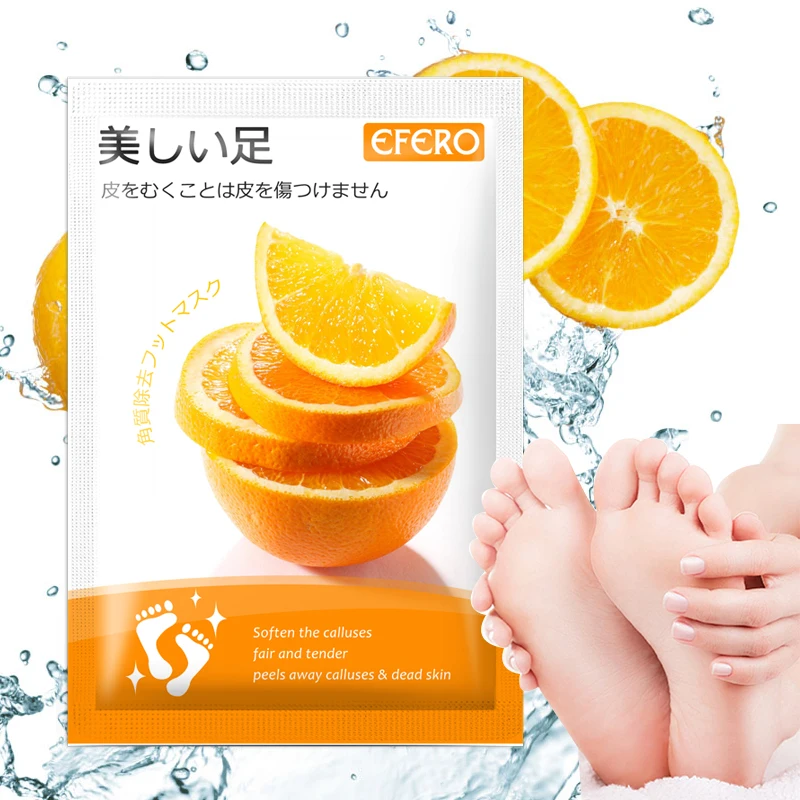 

EFERO 1Pair Exfoliating Foot Mask Orange Socks for Pedicure Socks for Feet Peeling Mask Skin Care Dead Skin Removal Feet Patches