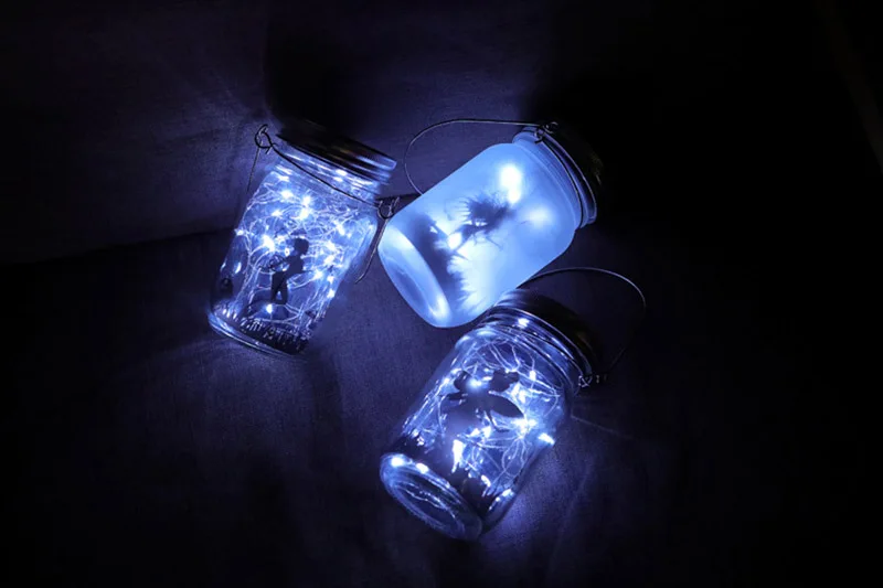 H0bfcf80e874f4464bf683e086610d85dB 20 LEDs Fairy Light Solar For Mason Jar Lid Insert for Outdoor House Wedding Decor