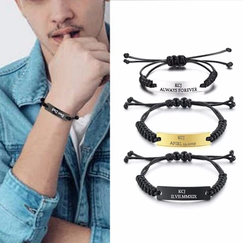 

PERSONALIZED BRACELET CUSTOM MAN BRACELET COLLEGE GRADUATION GIFT INSPIRATIONAL ENGRAVED ID TAG BAR BRACELETS