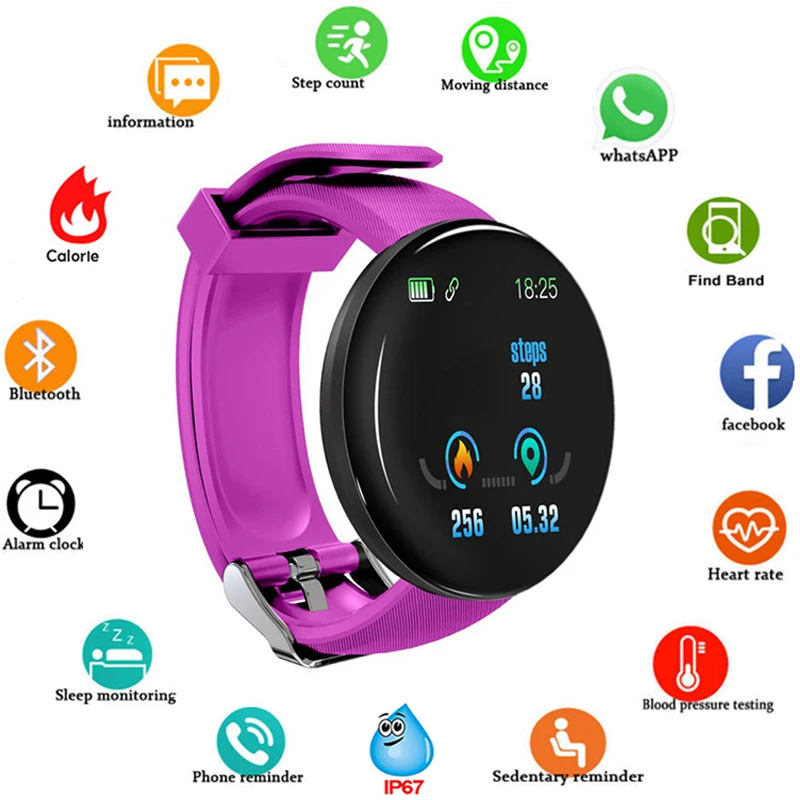 

Bluetooth Smart Watch Blood Pressure Round Smartwatch Men Women Watch Waterproof Sport Tracker For Android iOS