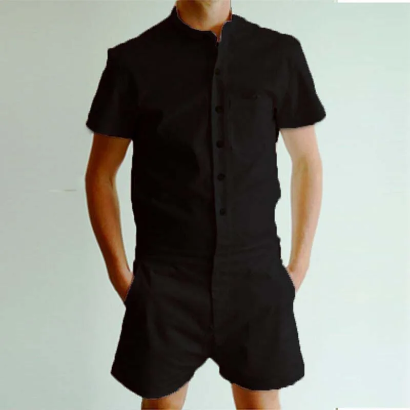 Pantalon Hombre цельнокройный комбинезон летние мужские комбинезоны, короткие брюки однотонный мужской комбинезон узкие брюки короткие комбинезоны
