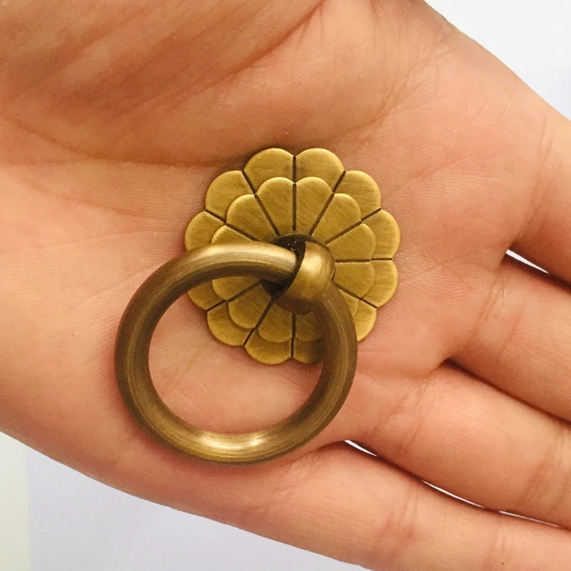 Furniture Knobs Antique Brass Cabinet Ring Knobs Pulls 1Pack