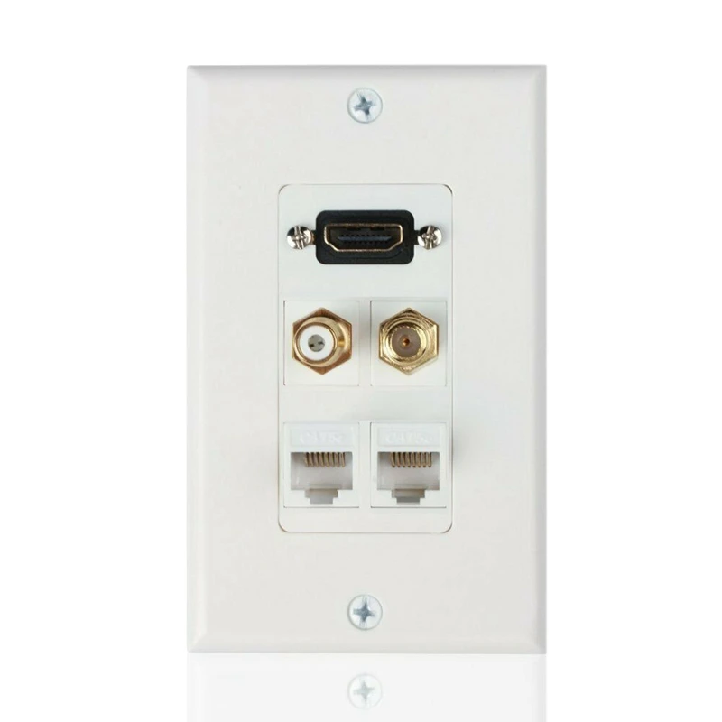 

HDMI Ethernet RJ45 RCA Coaxial Wall Plate Jack Socket Insert Outlet Cover Panel for Home Decoration