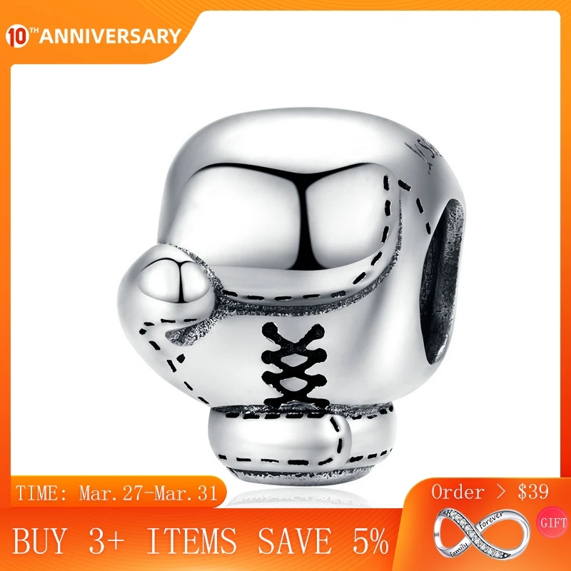 

CodeMonkey Sports Boxing Metal Beads Silver 925 Charm Original fit Bracelet or Bangle European Luxury Brand Jewelry CMC1325