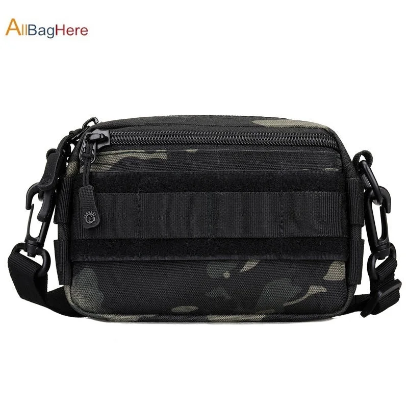 Black Camo Мини-сумка Molle, 5,5 дюймов, сумка для телефона, тактическая сумка для рыбалки, походная сумка через плечо, камуфляжная сумка для путешествий, переносная сумка на плечо, сумка для скалолазания, для велоспорта - Цвет: Black Camo