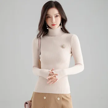 

MRMT 2020 Brand Autumn and Winter Women's Long Sleeve Sweater High Collar Sweater for Female Solid Color Leisure Sweater