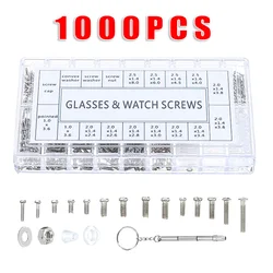 1000Pcs /Set Small Glasses Screws Stainless Steel Screw Screwdriver Round Head Screws Bolt For Eyeglass Spectacles Watch