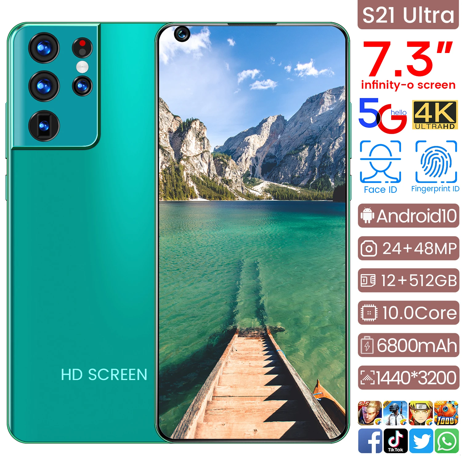 S21 Ultra 7.3Inch 5G Smartphones 12 512GB 6800mAh Dual SIM 24+48 MP HD Camera 4G LTE Mobile Cell Phone Network Global Version