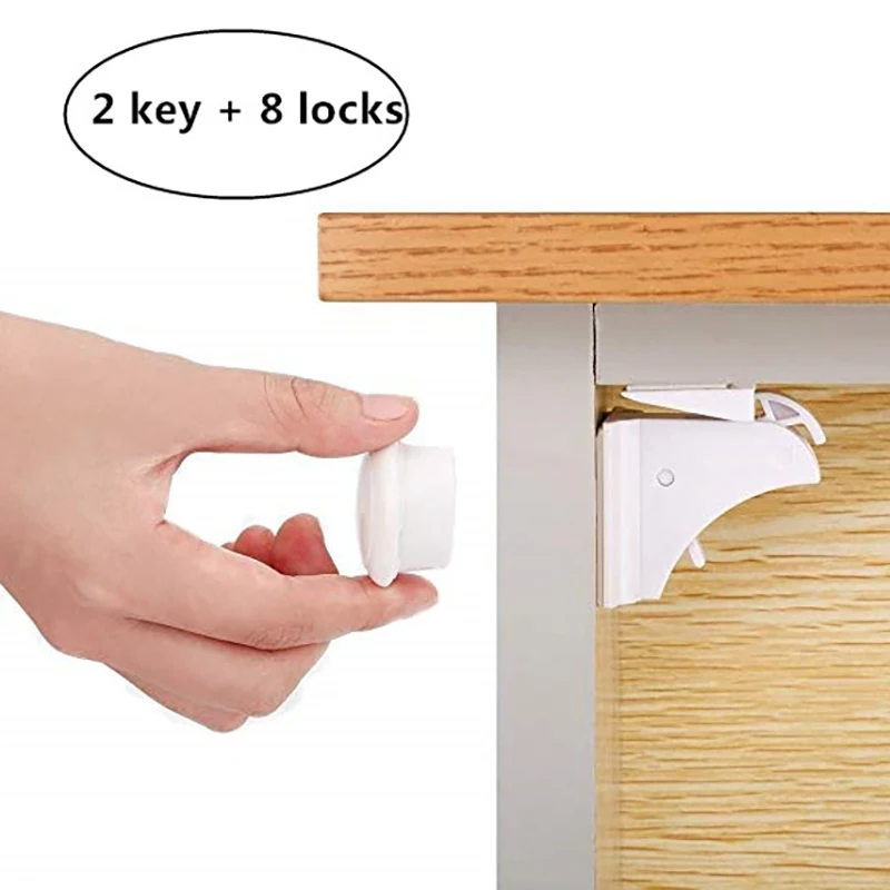 

Magnetic Child Lock 8 Locks Baby Safety Baby Protections Cabinet Door Lock Kids Drawer Locker Security Invisible Locks