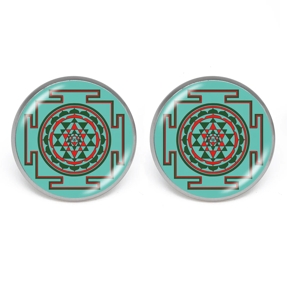 

KARAIRIS Charms Mandala Earrings For Women Henna Flower Yoga Ear Om Zen Buddhism Glass Cabochon Earings Fashion Jewelry