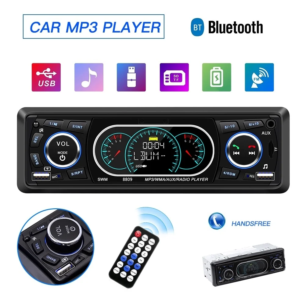 8809 Один 1Din автомобильный стерео MP3 плеер в тире Авторадио головное устройство Bluetooth USB AUX FM Радио стерео звуковой эффект - Цвет: 8809