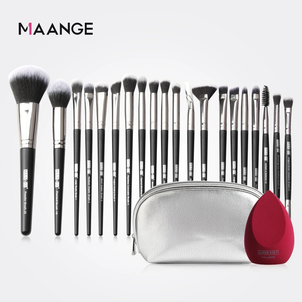 Makeup Brushes Set 12/18/20 PCS with Bag +1Pcs Sponge Beauty Powder Foundation Eyeshadow Make Up Brush Synthetic Wool MAANGE Pro makeup brushes makeup tool set makeup set